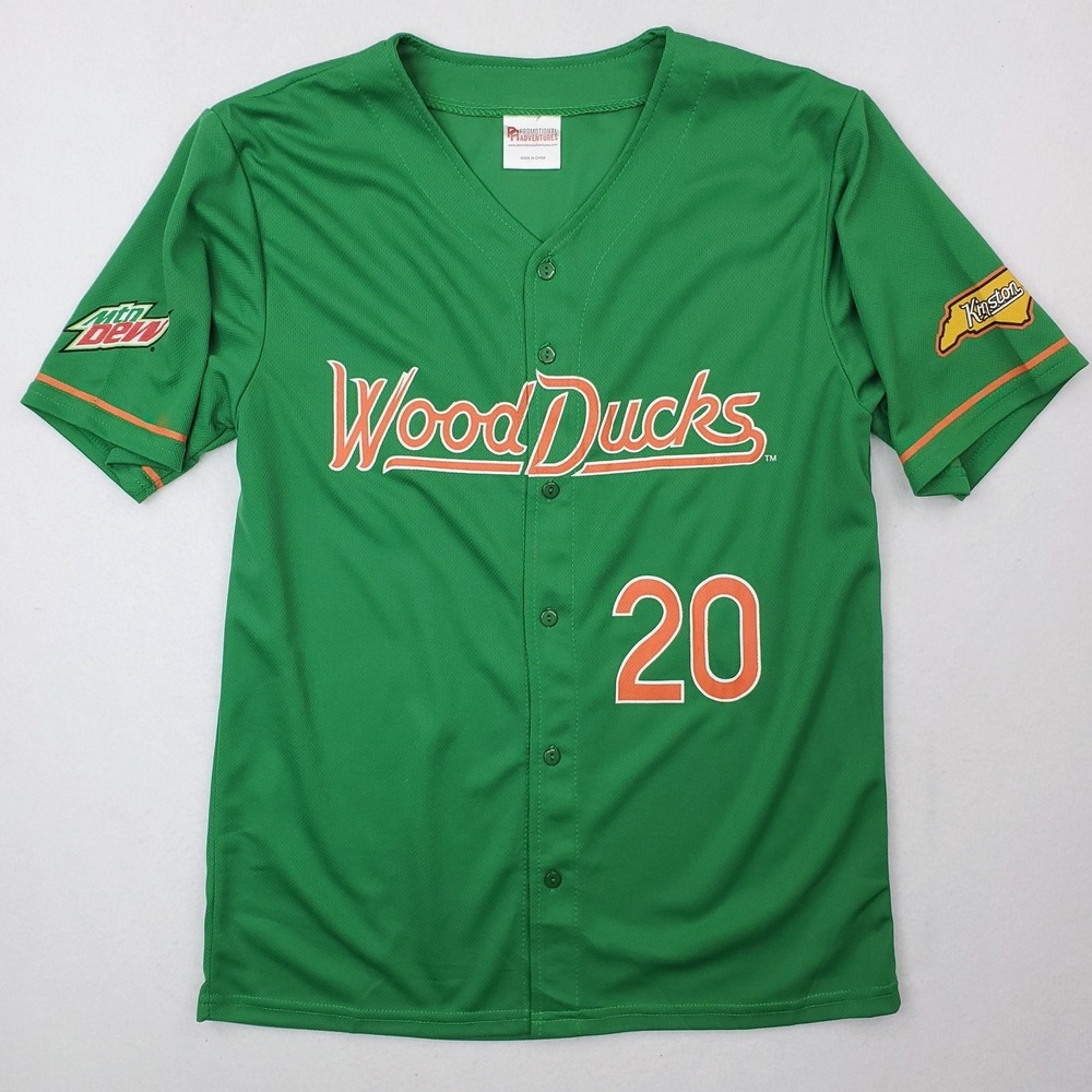 Down East Wood Ducks Jersey Mens Medium Green Orange MiLB Baseball Kinston 2020